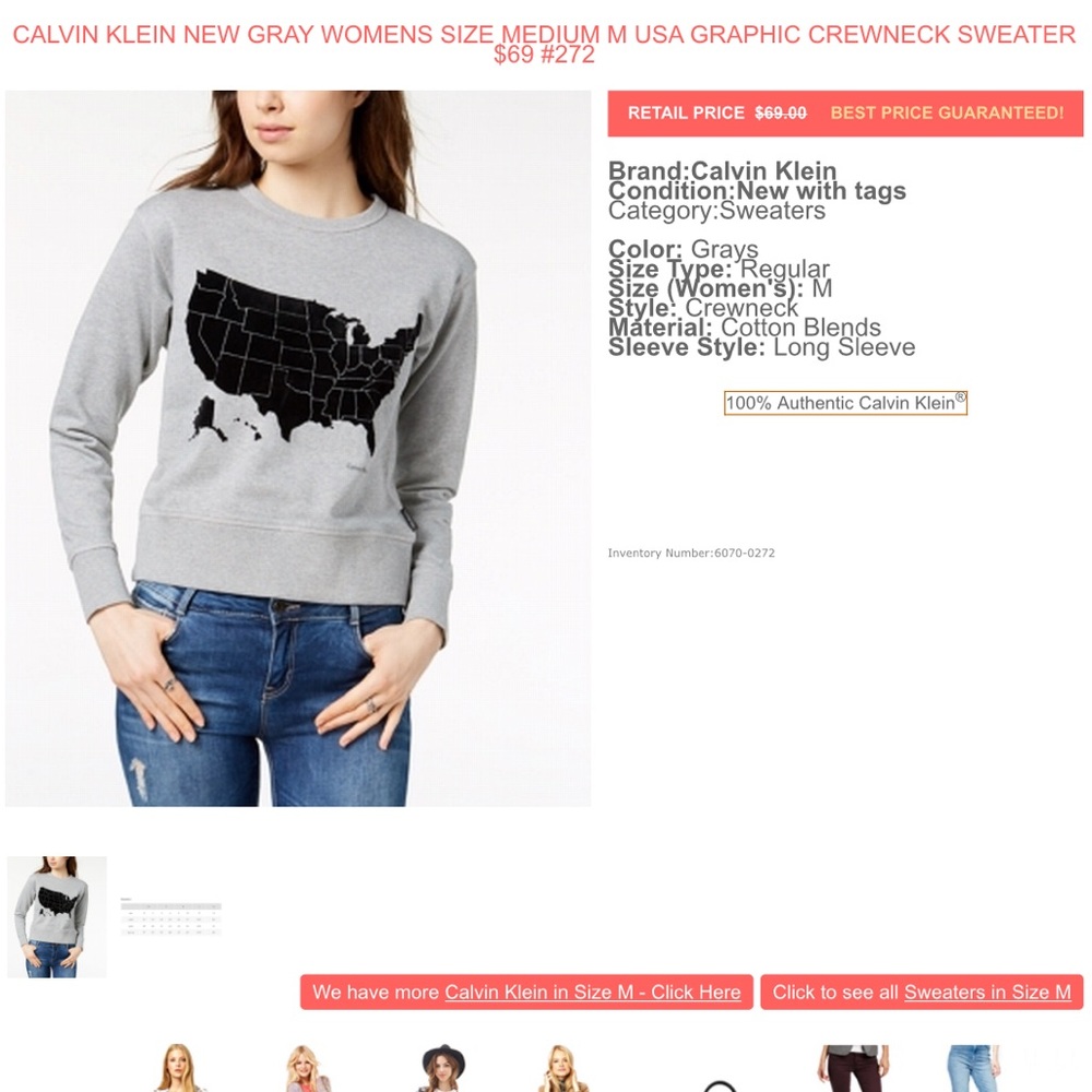 NEW! Calvin Klein USA Graphic Sweatshirt • Size M - Picture 2 of 5